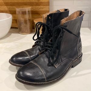 Bed stu black combat boots real leather size 9